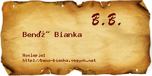 Benő Bianka névjegykártya